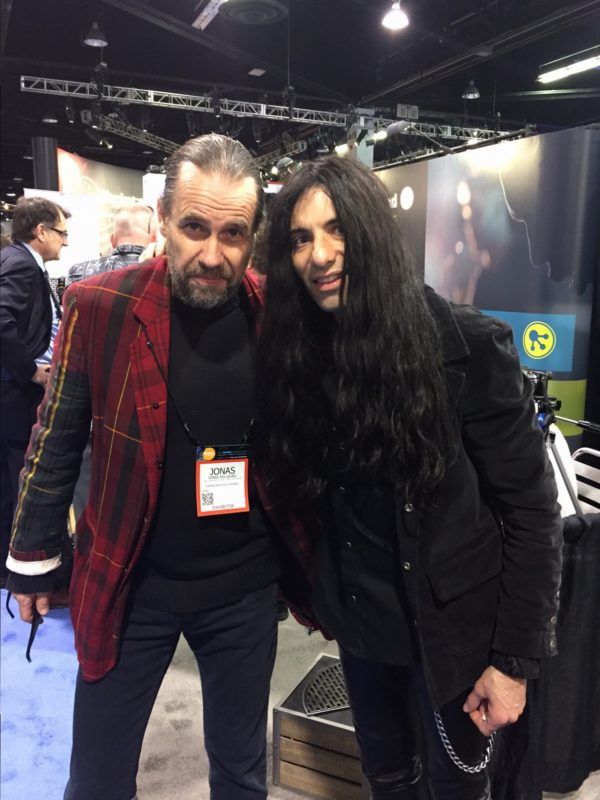 Mike Campese and Jonas Hellborg at NAMM 2016.
