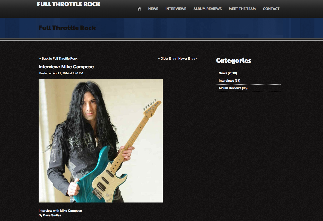 Mike Campese - Full Throttle Rock, Interview.