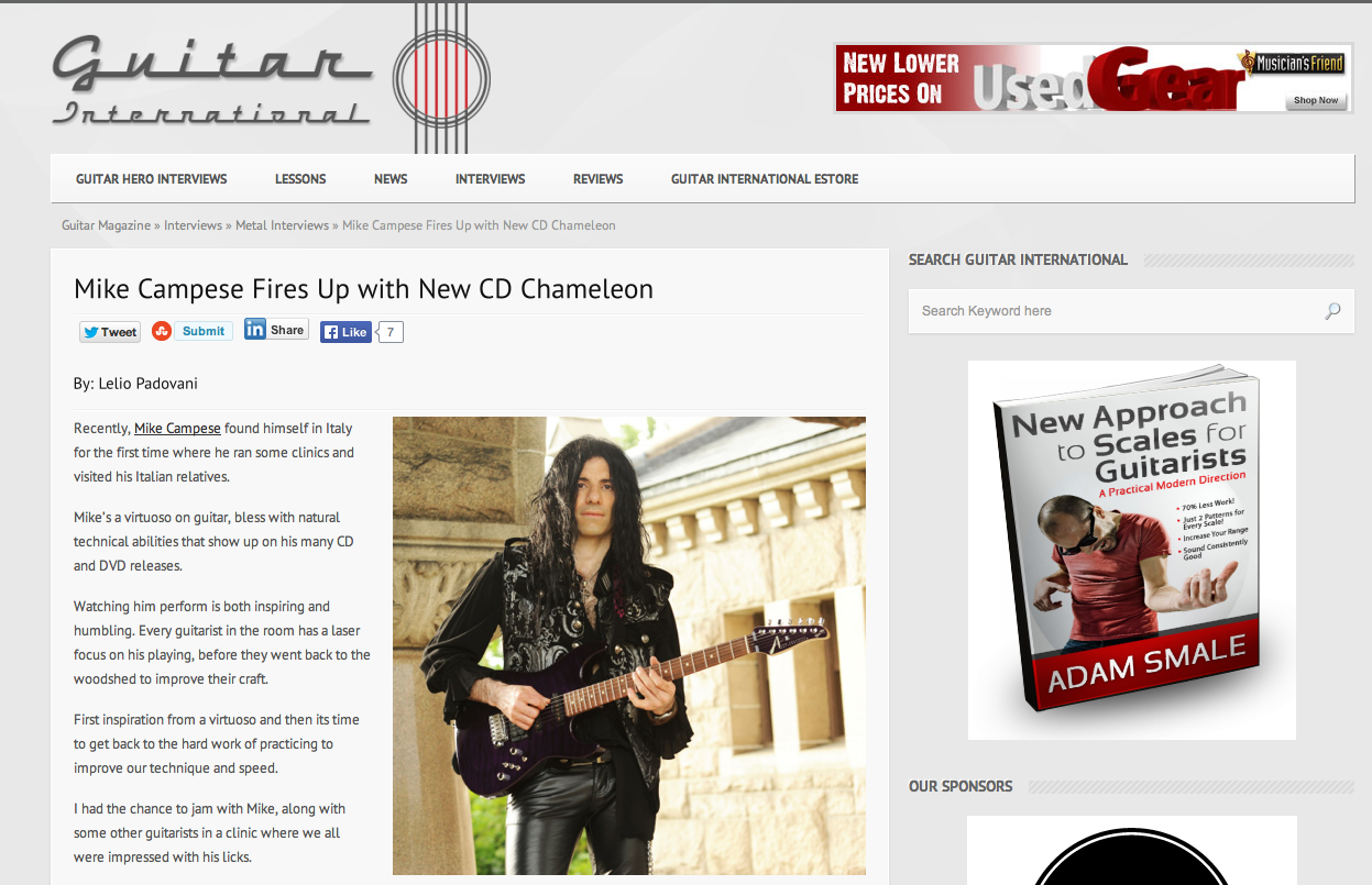 Mike Campese, Guitar International Interview.