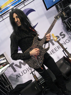 Mike Campese Live NAMM 2014 - Two Notes Booth, Black Tom Anderson Guitar.