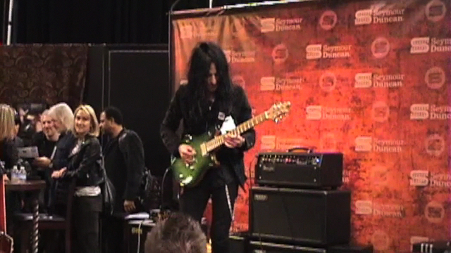 Mike Campese Live at NAMM 2012 - Seymour Duncan Booth. Green Guitar.