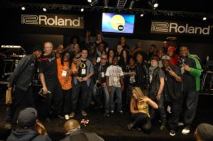 Mike Campese at Roland, NAMM 2012 All Star group pic.