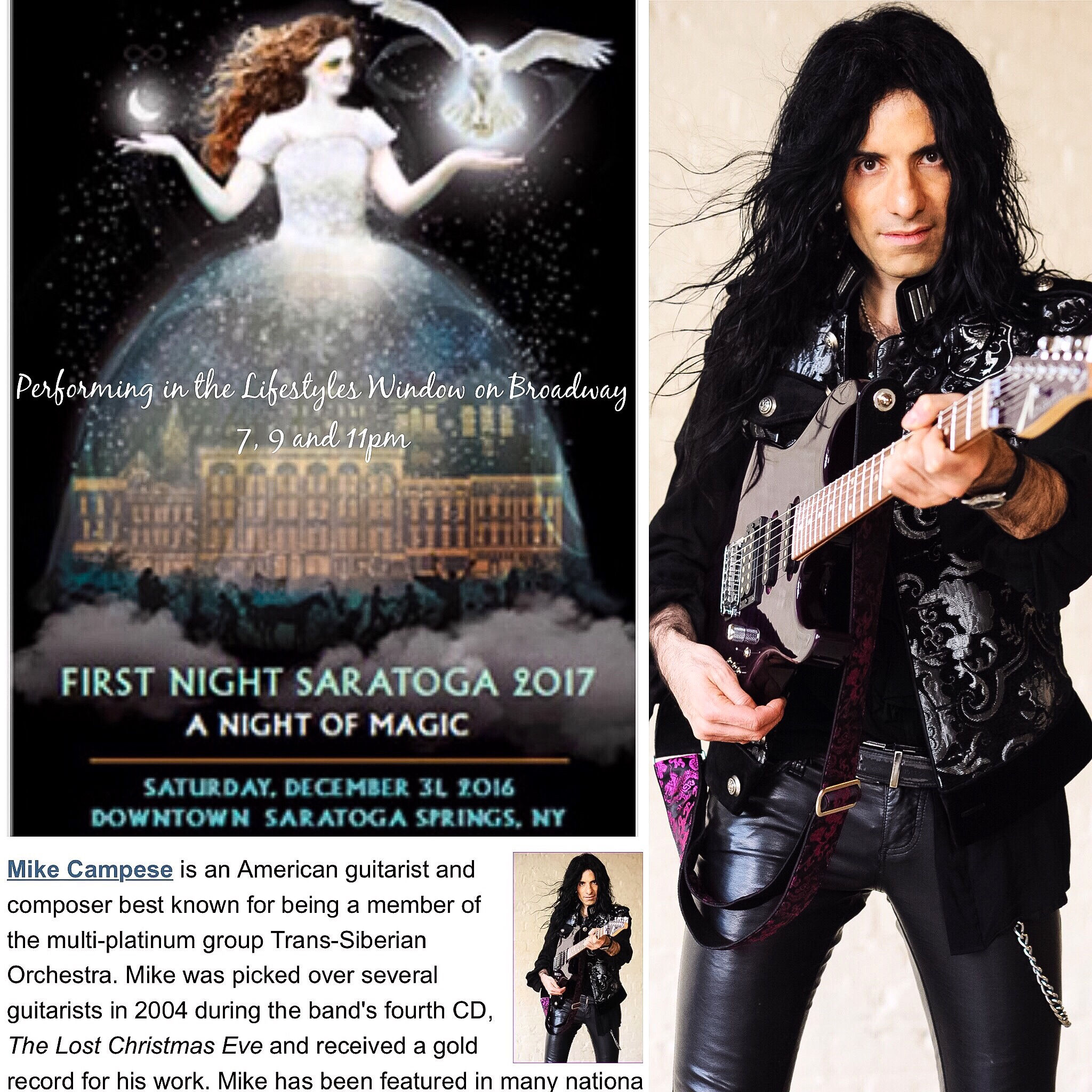 Mike Campese First Night Saratoga 2017 Flyer.
