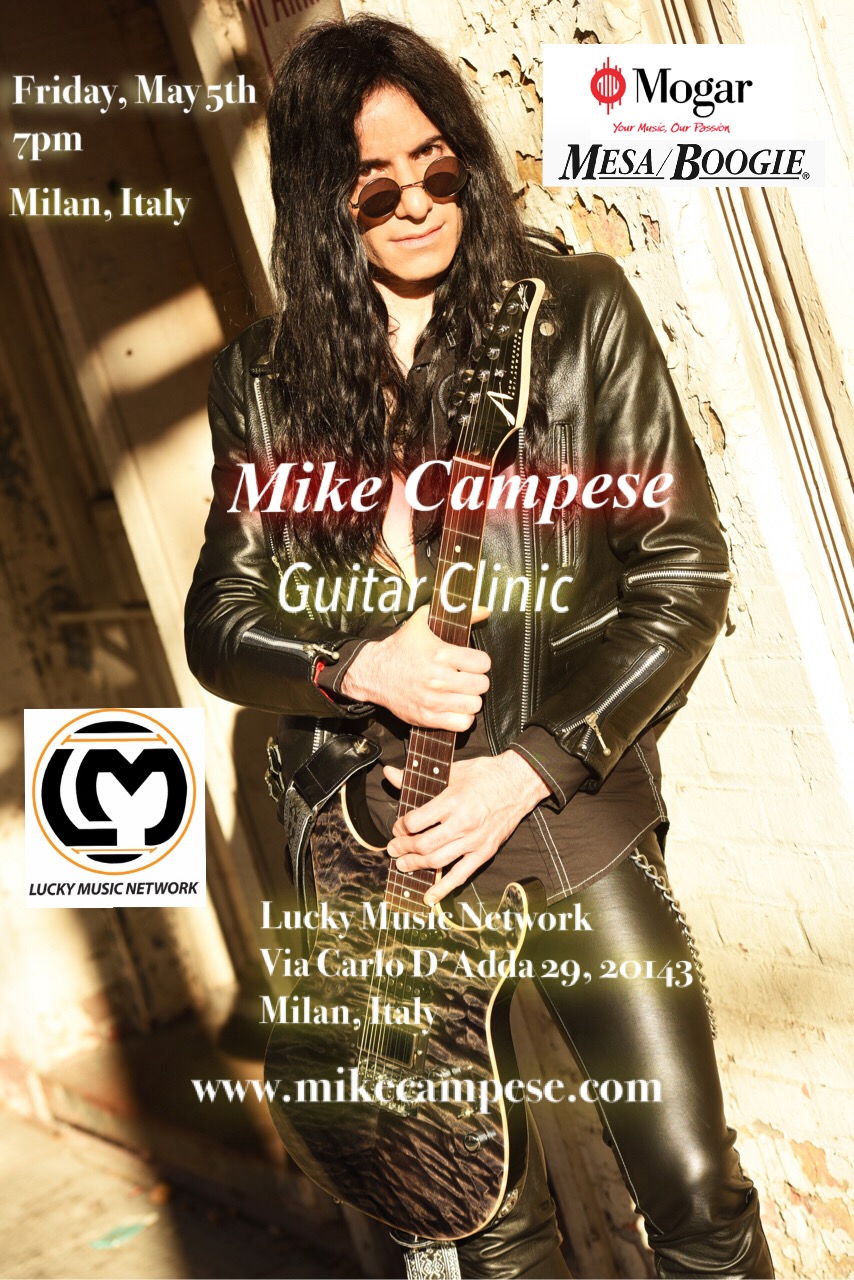 Mike Campese - Lucky Music Clinic Flyer - Milan, Italy - May 2017.