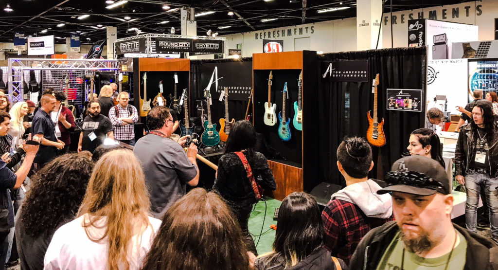 Mike Campese NAMM 2018, Anderson Guitar Booth Pic 6.