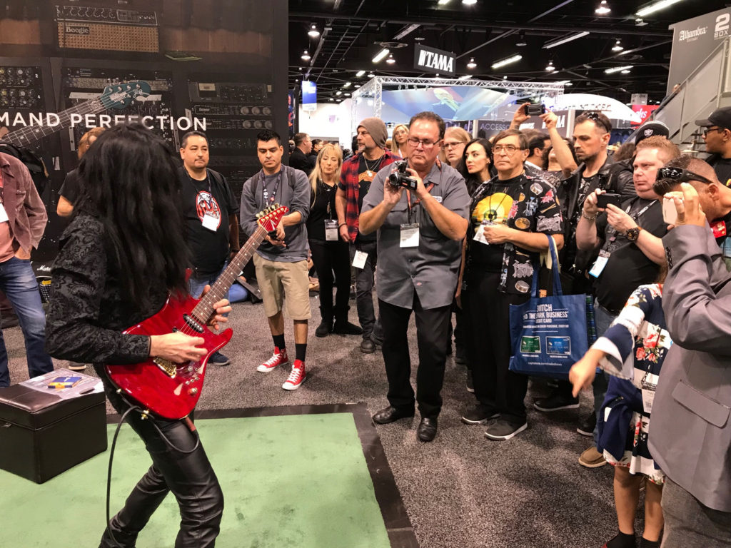 Mike Campese NAMM 2018, Anderson Guitar Booth Pic 7.