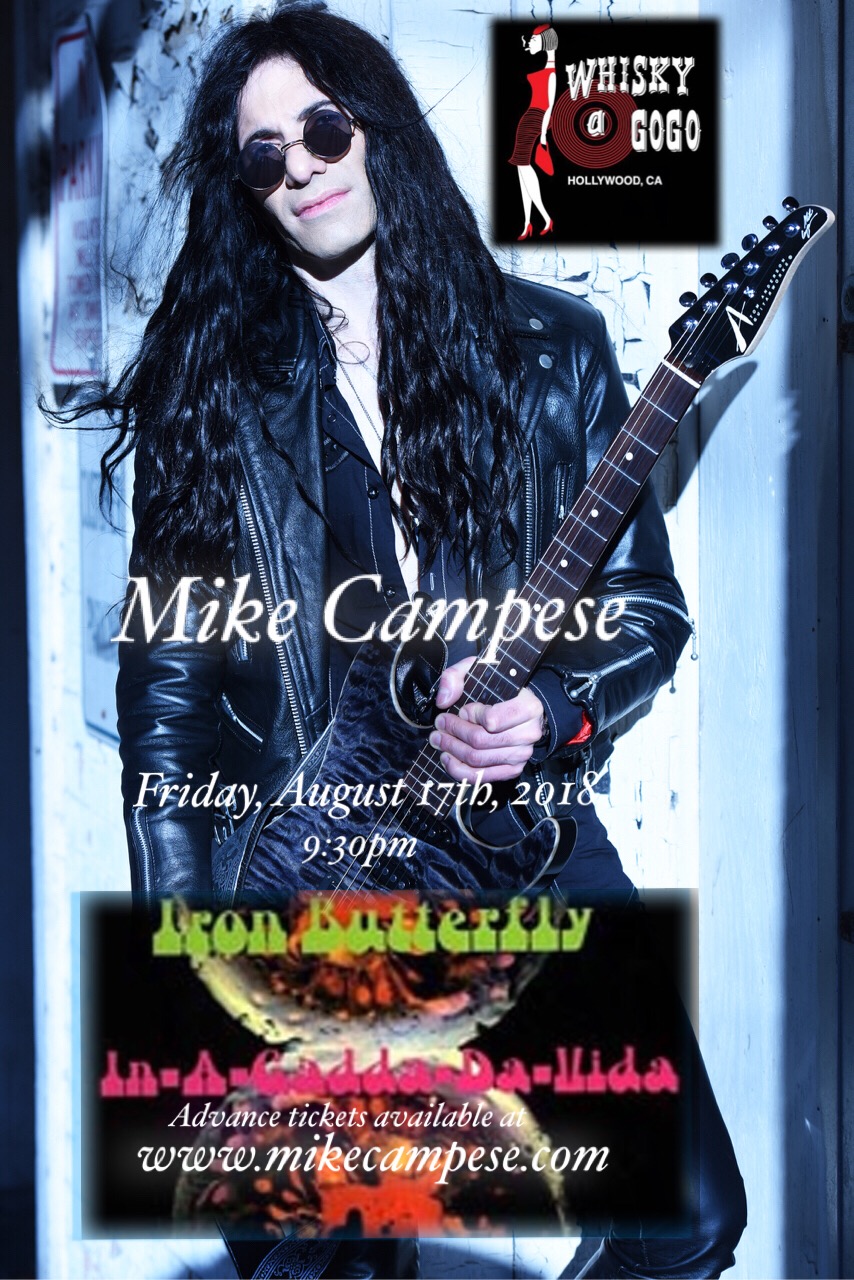 Mike Campese, Iron Butterfly, The Whisky, Hollywood CA. Flyer.