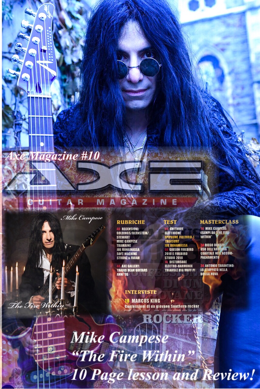 Mike Campese Axe Magazine #10, 10 Page Lesson and Review, The Fire Within Album.
