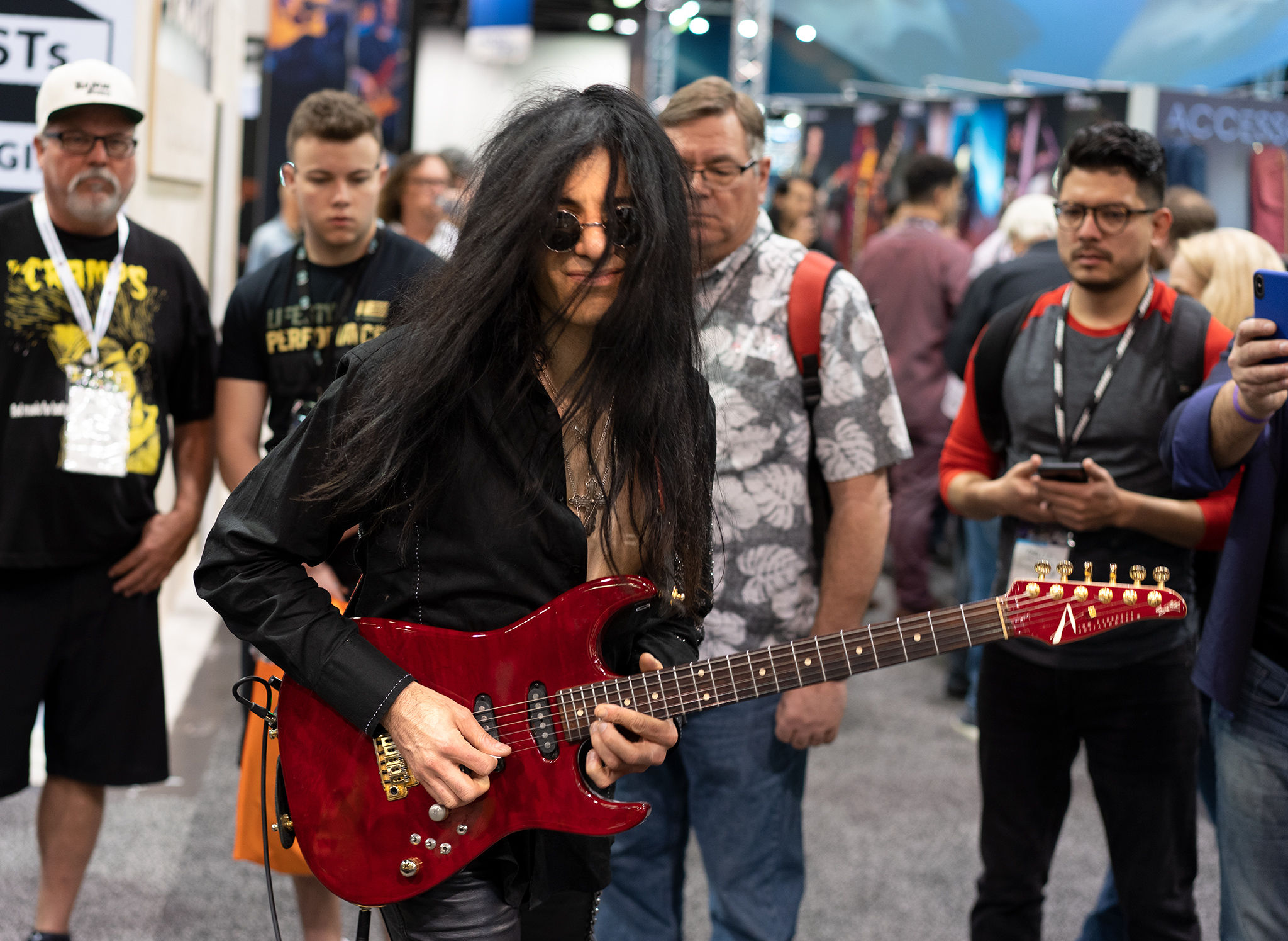Mike Campese, Anderson Guitars Booth, NAMM 2019, pic by Roy Fought.